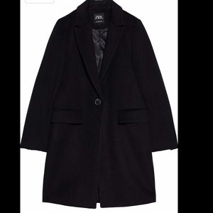 Zara Black Coat with Pocket
